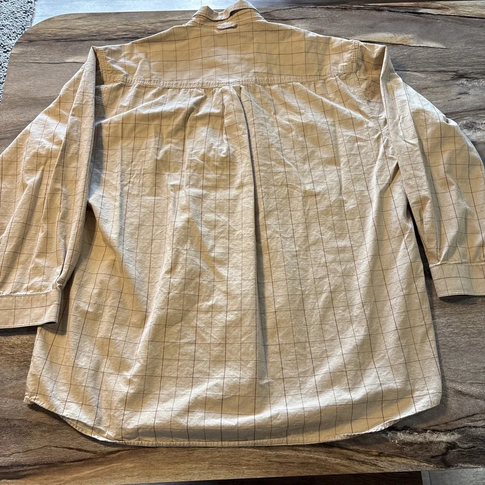 Roper Long Sleeve Button Down Shirt Mens 2XLT Tan‎ BEIGE Checkered Stripe West